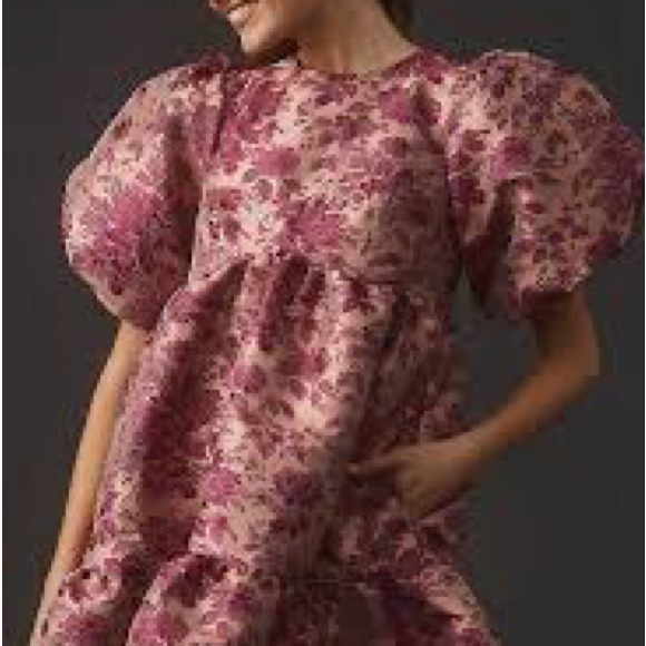 By Anthropologie Short/Sleeve Babydoll Mini Dress - Picture 6 of 7